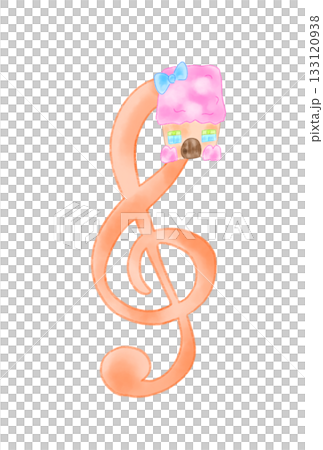 かわいい家の付いた音符 133120938