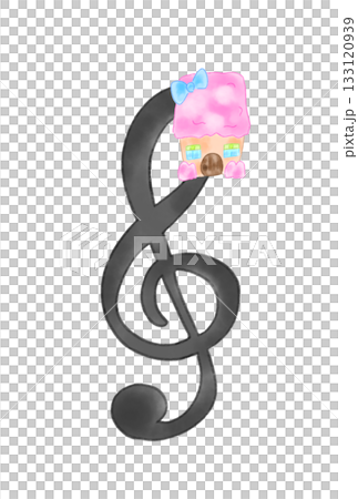かわいい家の付いた音符 133120939