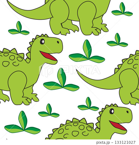 Cute Dinosaur Seamless Pattern for Kids' Design. Editable pattern on a transparent background 133121027