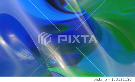 Abstract Glass Waves in Blue and Green. 3D Render Abstract Glass Waves in Blue and Green. 3D Render 133121150