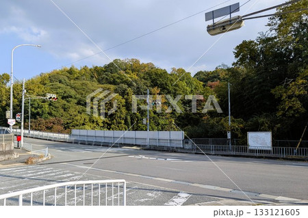 横断歩道と信号機がある交差点の風景 133121605