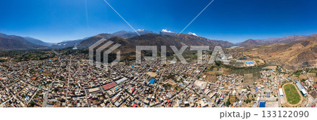 Aerial view of the town of Caraz, in the Ancash region. 133122090