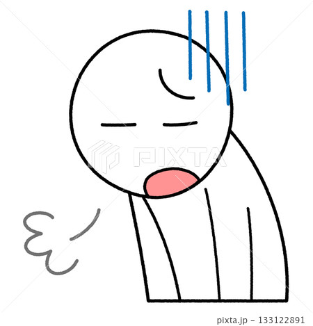 うなだれてため息をつく白い人物のイラスト 133122891