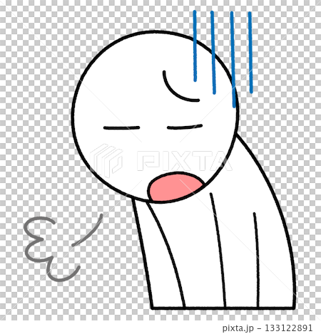 うなだれてため息をつく白い人物のイラスト 133122891