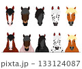 重種の馬の顔と上半身のセット 133124087