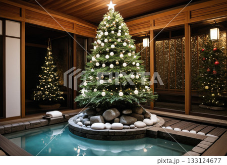 Japanese onsen Christmas tree 133124677
