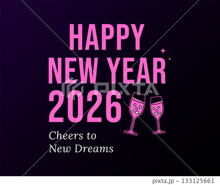 Happy New Year 2026 Pink Celebration Card 133125661