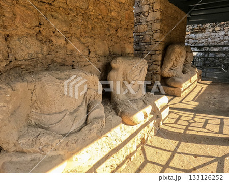 Heritage Three headless stone Buddhist statues in Gandhara monastery ruins Mohra Muradu Taxila Pakistan Heritage Three headless stone Buddhist statues in Gandhara monastery ruins Mohra Muradu Taxila Pakistan 133126252