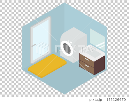 Isometric illustration of a home dressing room and bathroom 133126470