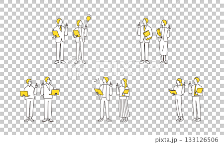 A set of business people from various departments holding PCs and document files 133126506