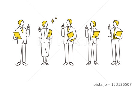 問題が解決したビジネスチームの全身イラストセット 133126507
