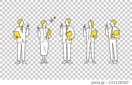 問題が解決したビジネスチームの全身イラストセット 133126507