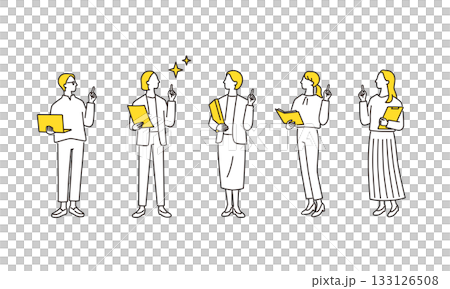 問題解決的女性商業團隊的全身插圖集 133126508