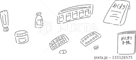 いろいろな薬のイラスト 線のみ いろいろな薬のイラスト 線のみ 133126575