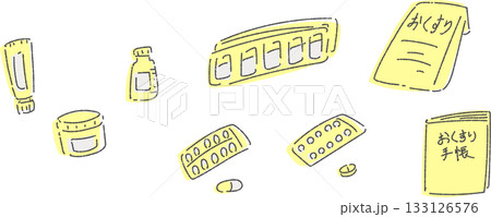 いろいろな薬のイラスト 単色 いろいろな薬のイラスト 単色 133126576