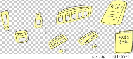 いろいろな薬のイラスト 単色 いろいろな薬のイラスト 単色 133126576