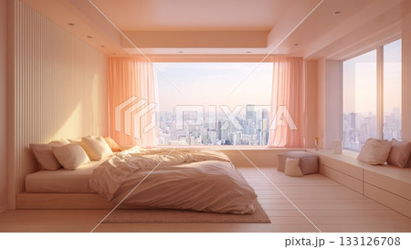 高層マンションのベッドルームイメージ 133126708