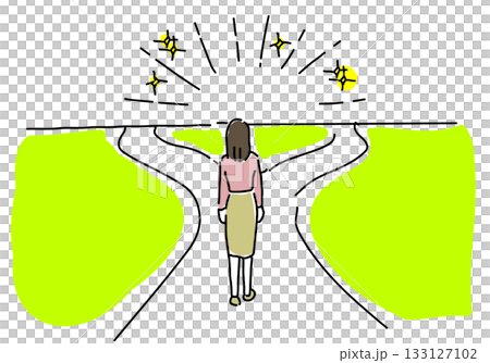 A woman at a crossroads, making choices for her future A woman at a crossroads, making choices for her future 133127102