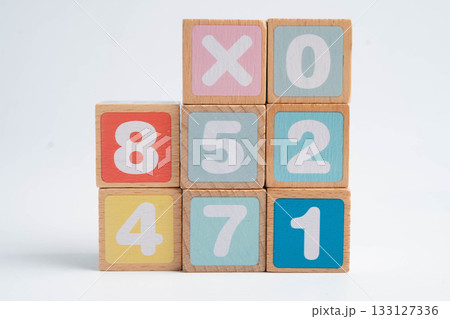 Number wood block cubes for learning Mathematic, education math. Number wood block cubes for learning Mathematic, education math. 133127336