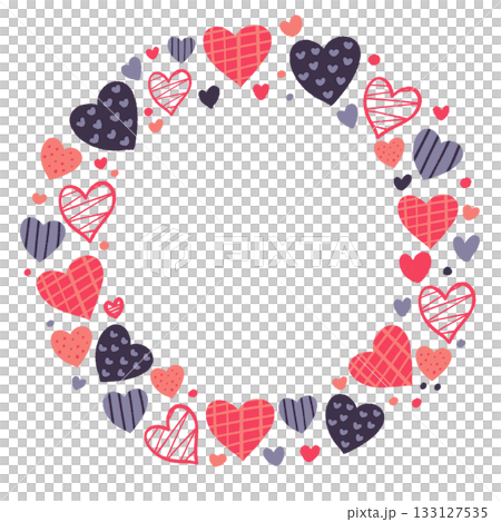 可愛的圓形心形邊框 133127535