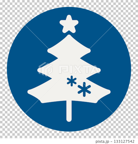 紺色シンプルでおしゃれなクリスマスツリーのイラスト 丸形アイコン 冬のシンボル カラフルなシルエット 紺色シンプルでおしゃれなクリスマスツリーのイラスト 丸形アイコン 冬のシンボル カラフルなシルエット 133127542
