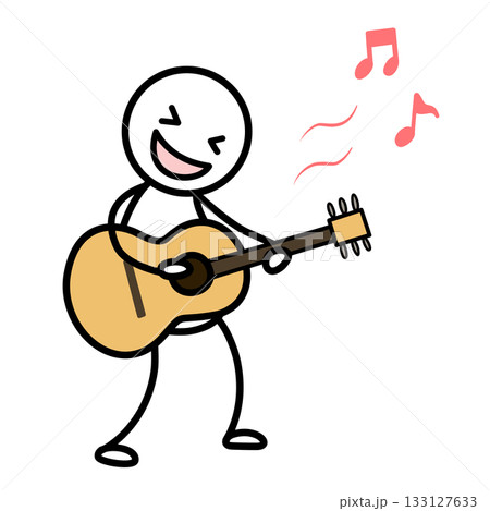 楽しそうに夢中でアコースティックギターを演奏する人 楽しそうに夢中でアコースティックギターを演奏する人 133127633