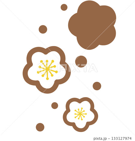 茶色の花のシンプルなイラスト 133127974