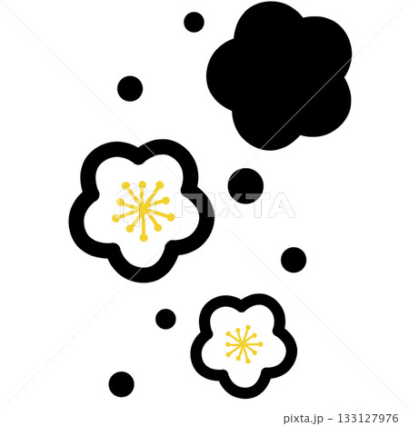 黒色の花のシンプルなイラスト 133127976