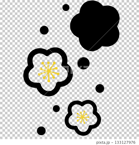 黒色の花のシンプルなイラスト 133127976