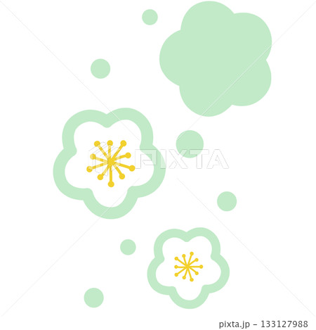薄い緑色の花のシンプルなイラスト 133127988