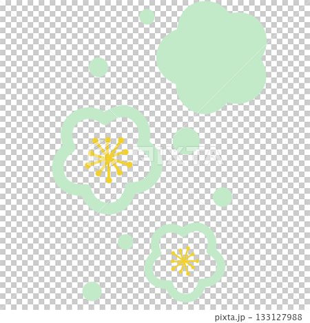 薄い緑色の花のシンプルなイラスト 133127988