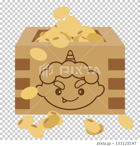Illustration of a Setsubun box with a demon character branded on it Illustration of a Setsubun box with a demon character branded on it 133128147