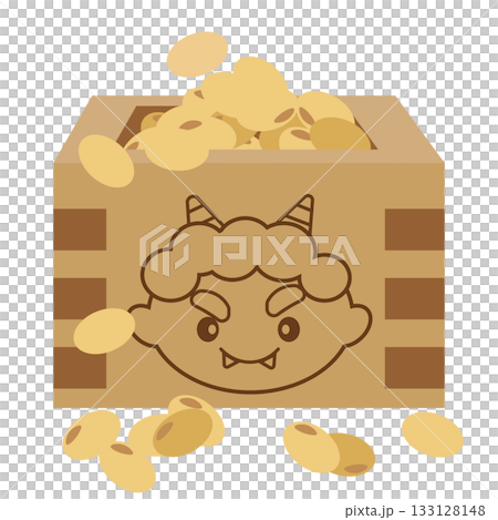 一個節分盒的插圖，上面印有惡魔圖案。 133128148