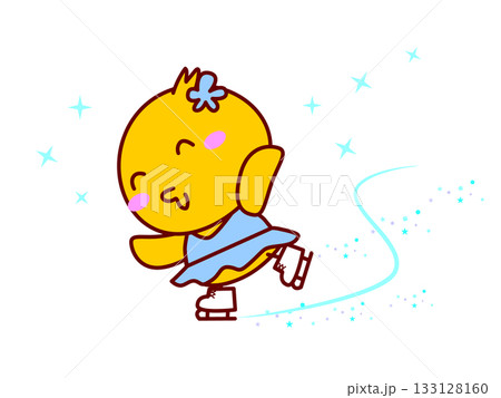 フィギュアスケートを楽しむひよこ フィギュアスケートを楽しむひよこ 133128160