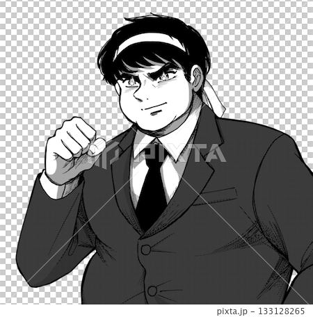 目標是減肥！一幅生動的插圖，描繪了一位上班族決定節食的情景。 133128265