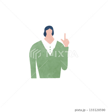 指を立てて説明やポイントを表現している女性のイラスト 133128590