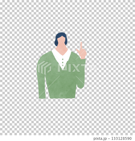 Illustration of a woman pointing up her finger to explain or express a point 133128590