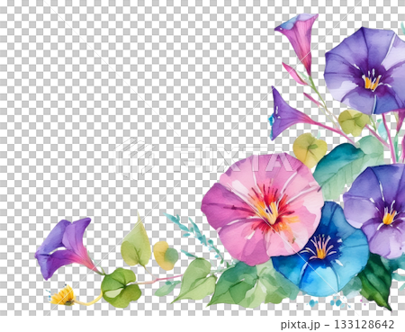 色彩繽紛的水彩牽牛花畫框 133128642