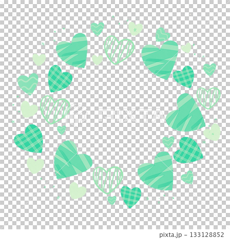 Cute round frame of green hearts Cute round frame of green hearts 133128852