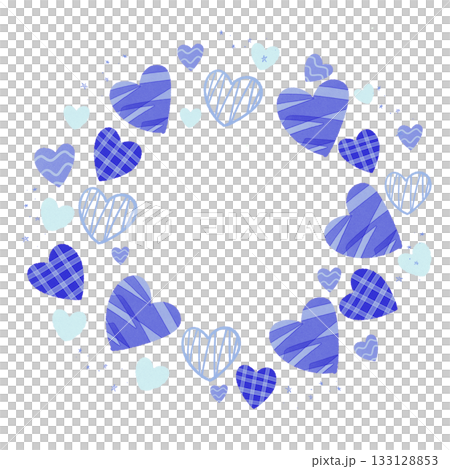 可愛的藍色愛心圓形邊框 可愛的藍色愛心圓形邊框 133128853