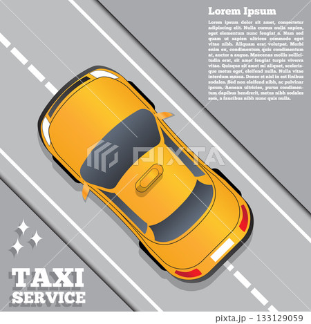 Taxi service. Top view of the car.Template design presentation. Vector illustration. 133129059
