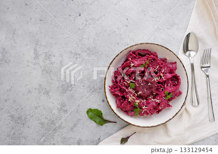 Overhead view of healthy beetroot meal Overhead view of healthy beetroot meal 133129454