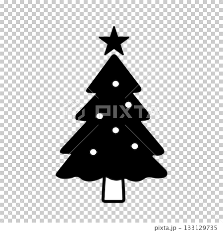 Simple illustration of a monochrome Christmas tree Simple illustration of a monochrome Christmas tree 133129735