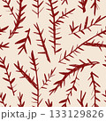 Hand drawn winter branches seamless pattern in warm festive colors for holiday decor gift wrap textiles papers backgrounds and branding 133129826