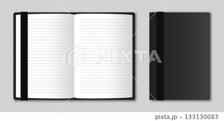 Realistic notebook mockup icon in flat style. Notepad vector illustration on isolated background. Booklet sign business concept. Realistic notebook mockup icon in flat style. Notepad vector illustration on isolated background. Booklet sign business concept. 133130083