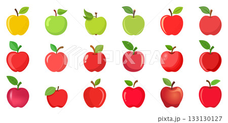 Apple fruit icon set in flat style. Healthy dessert vector illustration on isolated background. Fresh food sign business concept. 133130127