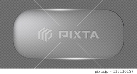 Liquid glass vector frame in glassmorphism style. Rectangular glass vector illustration on isolated background. Transparent mirror frame sign business concept. 133130157