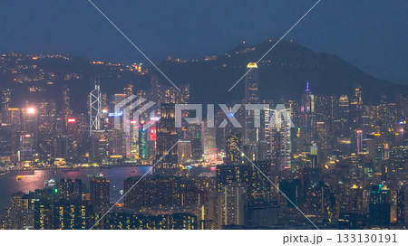 Hong Kong and Kowloon Skyline at Twilight Nov 1 2025 133130191