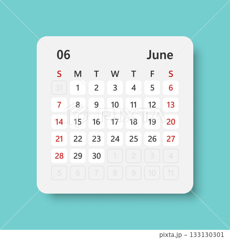 Calendar june 2026 icon in flat style. Planner sticker vector illustration on isolated background. Calender sign business concept. 133130301