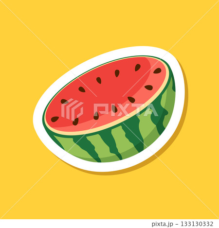 Watermelon sticker icon in flat style. Fresh sweet and healthy fruit vector illustration on isolated background. Summer food sign business concept. Watermelon sticker icon in flat style. Fresh sweet and healthy fruit vector illustration on isolated background. Summer food sign business concept. 133130332